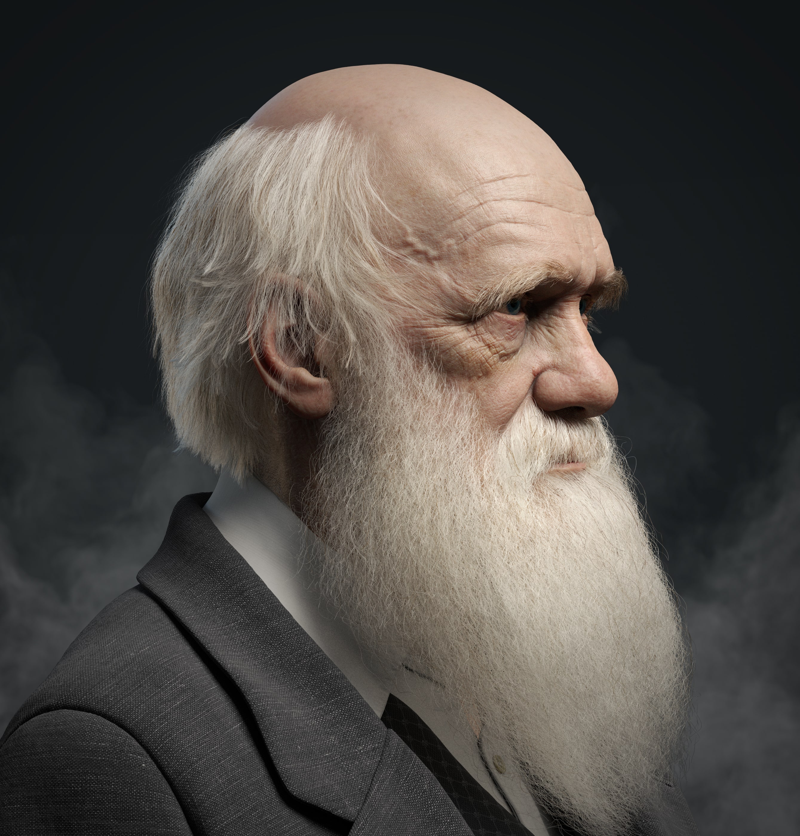 Charles Darwin 3D Model Side View