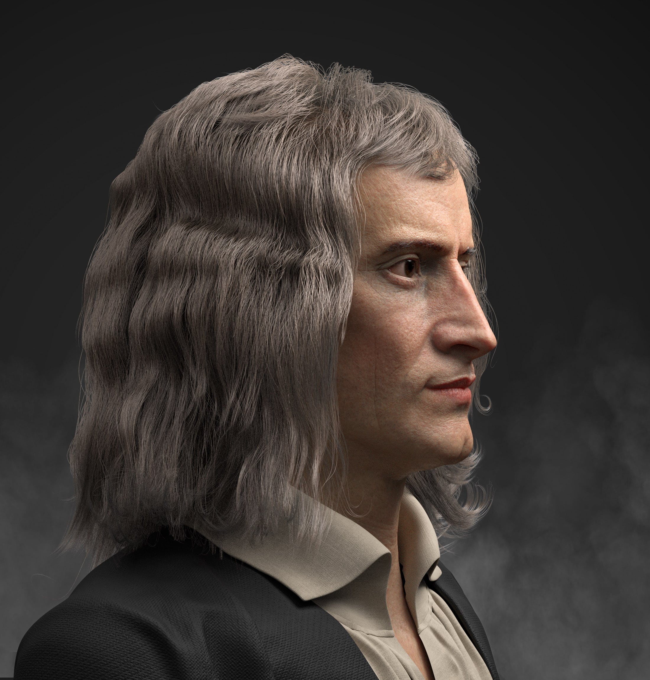 Isaac Newton 3D Model Side View
