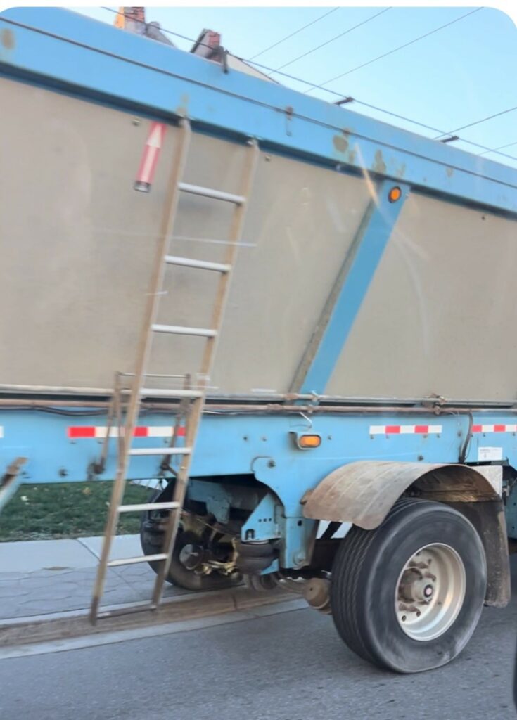 Truck wheels on the sidewalk